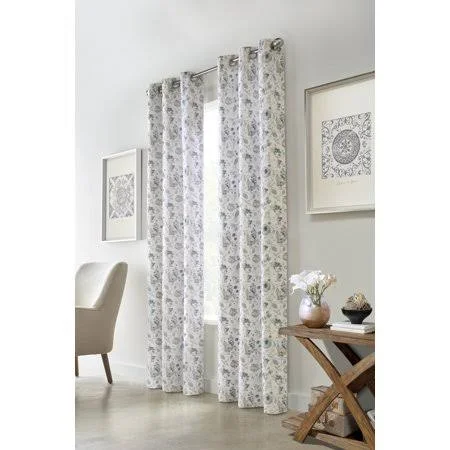 Thermalogic Moody Floral Grommet Panel ( Set of Two), Size: 40 x 63