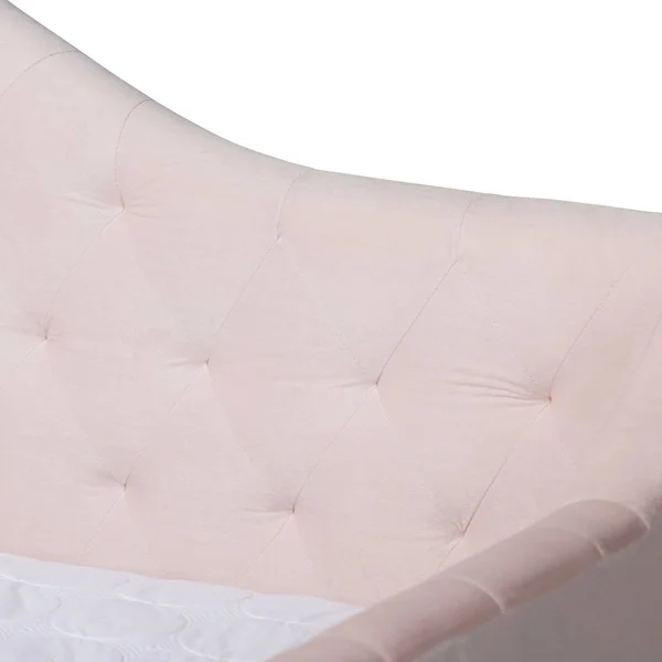 Baxton Studio Perry Velvet Upholstered and Tufted Daybed Light Pink, Size: Queen