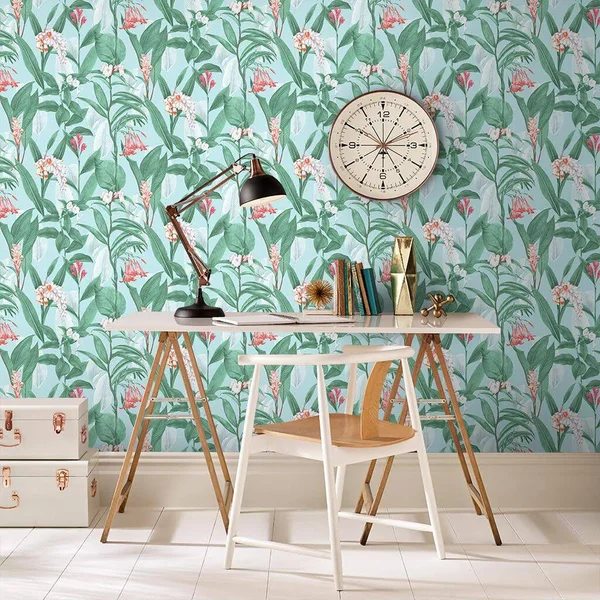 Graham & Brown Botanical Duck Egg Wallpaper