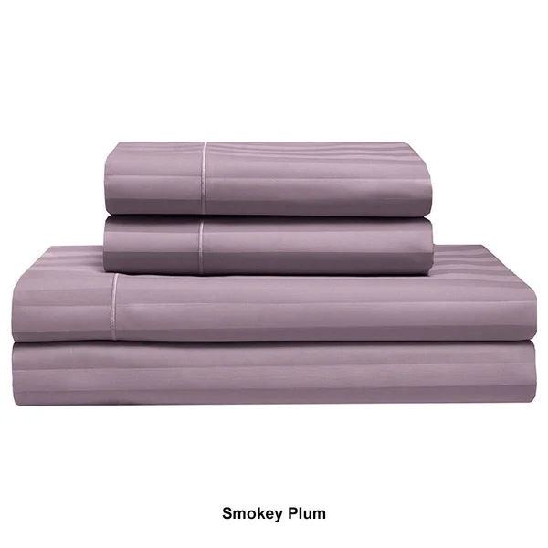 Elite Home Products Cool Comfort Cotton Satin Stripe Sheet Set - Pale Blue - California King