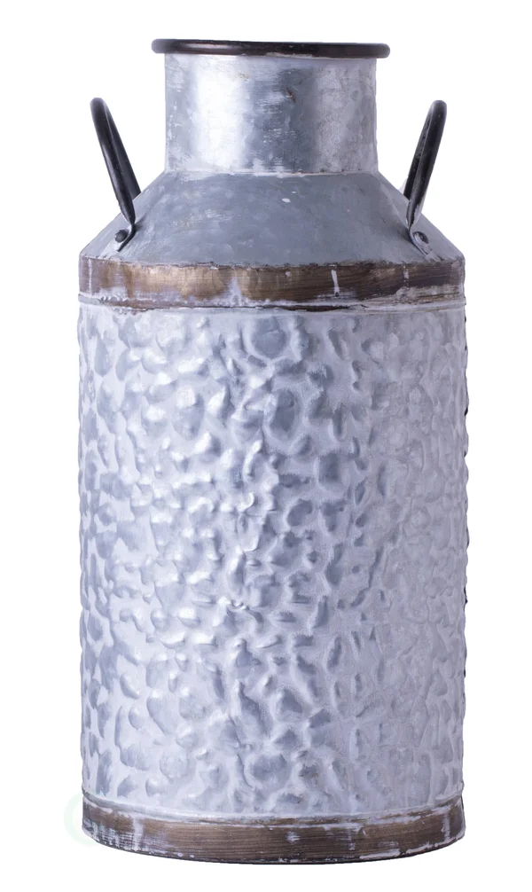 Vintiquewise Rustic Farmhouse Style Galvanized Metal Milk Can Decoration Planter and Vase, Large