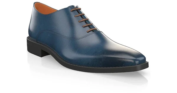 Men's Oxford Shoes Handmade with Blue Leather, Laces 5893 - Custom Design - Girotti