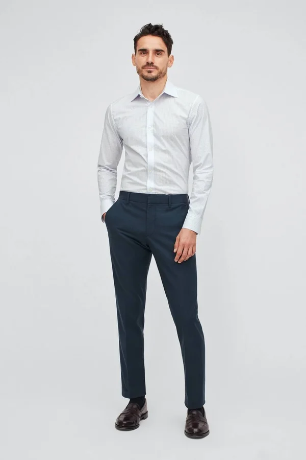 Jetsetter Stretch Dress Shirt Athletic for Men by Bonobos - Cornflower Blue Dot - 15 - Business Casual
