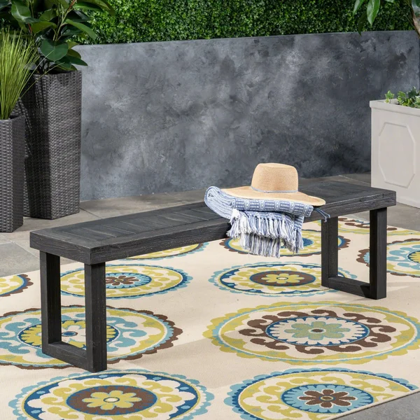 60&& Charcoal Gray Contemporary Rectangular Outdoor Bench