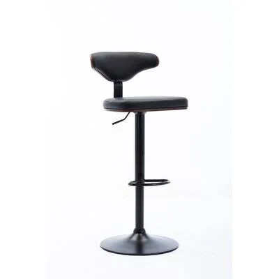 Bentwood /Adjustable Bar Stools - Walnut Bentwood Upholstered Swivel Barstool (Set of 2), Black Corrigan Studio