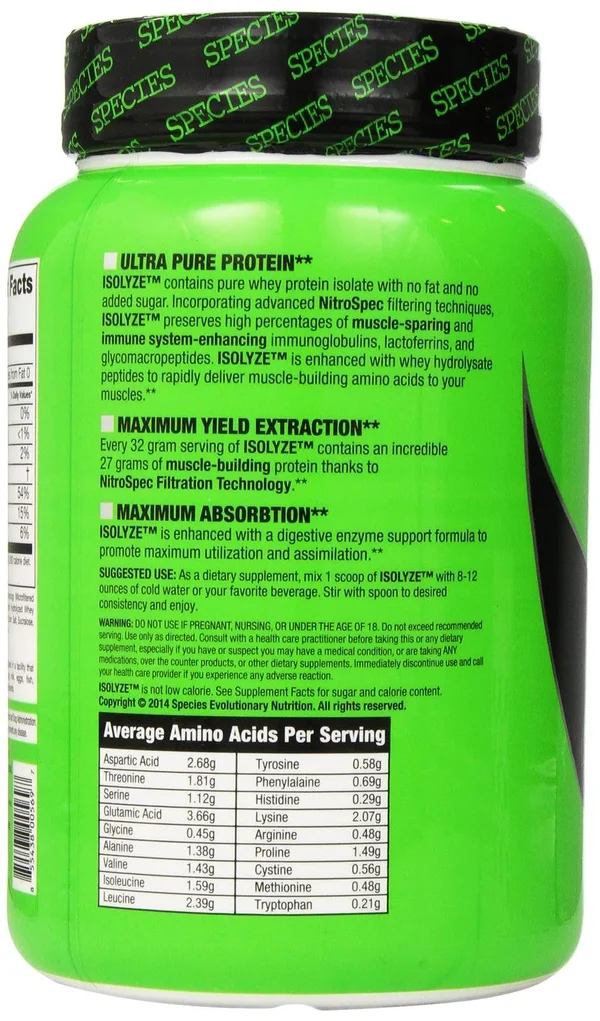 Isolyze, Vanilla Peanut Butter, 22 Servings, Species Nutrition