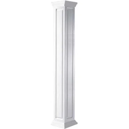 08 inchw x 10&H Craftsman Classic Square Non-Tapered - Raised Panel Column, Crown Capital & Crown Base, Size: 8 inchw x 120 i