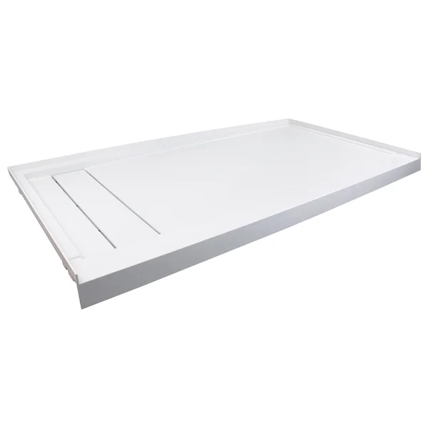 Transolid FLU6032L-31 Linear 60-in W x 32-in L Rectangular Shower Base with Left Hand Drain in White in White