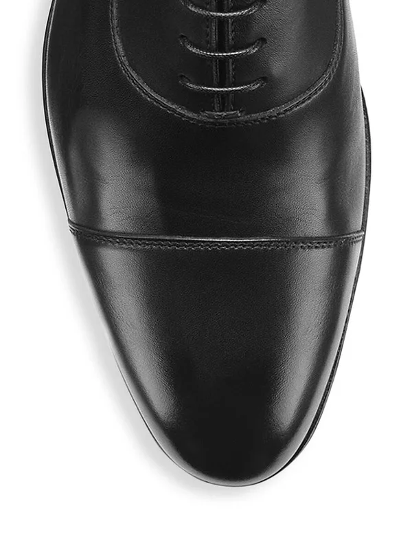Santoni Darian Cap Toe Oxford Men's Shoes Black : 10.5 D