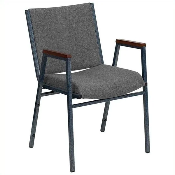 Bowery Hill Upholstered Stacking Chair in Gray