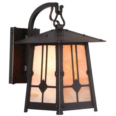 Cryal Outdoor Wall Lantern Loon Peak Fixture Finish: Old Penny - Shade Finish: Honey, Size: 13.25x22 H x 6.5x22 W x 11x22 D