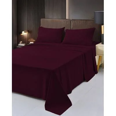 Hunziker Rayon Sheet Set Eider & Ivory Size: Split King, Color: Eggplant