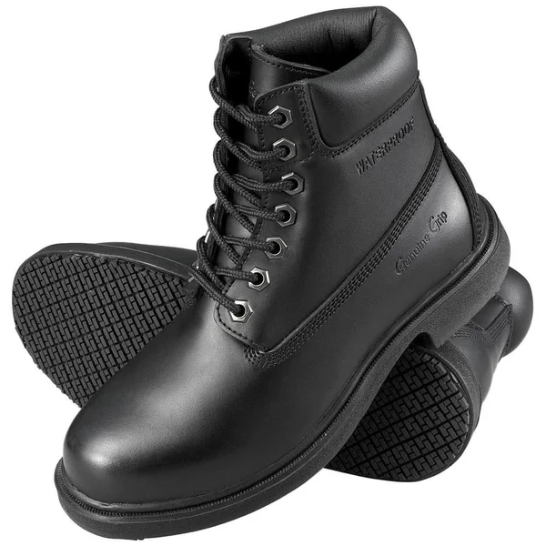Genuine Grip Men's Slip-Resistant Waterproof Steel Toe Work Boot #7161 Black - Wide Width, Size: 7.5