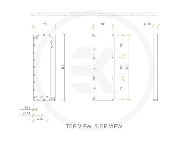 Ekwb EK-Quantum Volume FLT 360 Reservoir, Digital RGB, Plexi