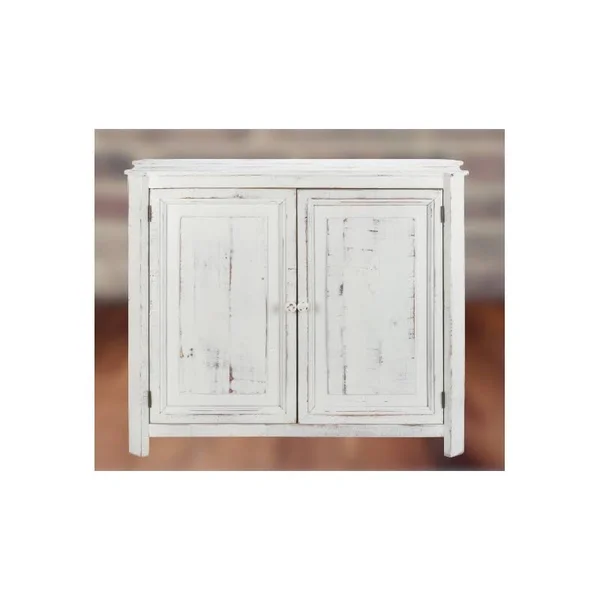 Luxury Living Loft 2-Door Credenza in White Distressed - ShopLadder