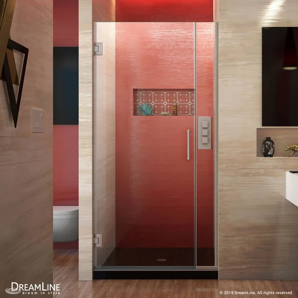 DreamLine SHDR-243307210-04 Unidoor Plus Hinged Shower DOOR, Brushed Nickel, 33 to 33-1/2x22 x 72x22