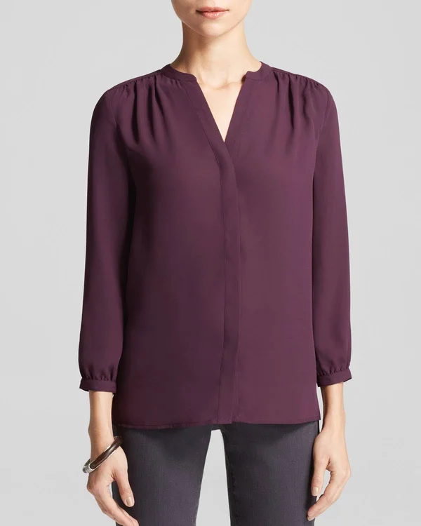 Nydj Women's Pintuck Blouse in Quincy Fresco, Regular, Size: Large, Denim