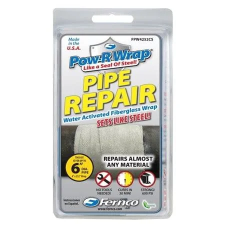Pipe Repair Patch Kit Pow-R-Wrap - 4 inch x 252 inch Pipe Repair Wrap - FPW4252CS - Holds Up to 600 PSI by Fernco