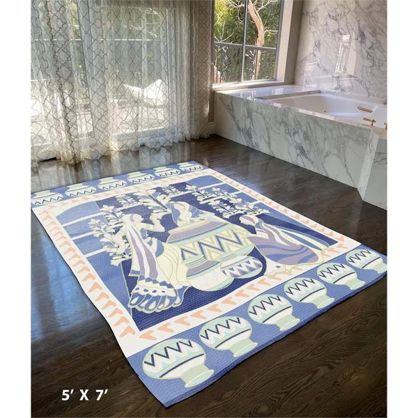 Gossip 5x7 Indoor Dobby Rug Without Non Skid Mat Navy Muted Purple Green - CARug36Dob_Single