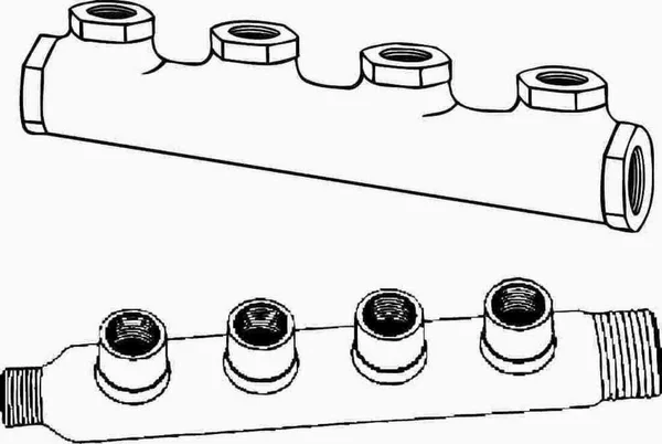 Omega Flex Trac Pipe - Poly Coated Manifold 4 Port, 0.75x22 x 0.5x22