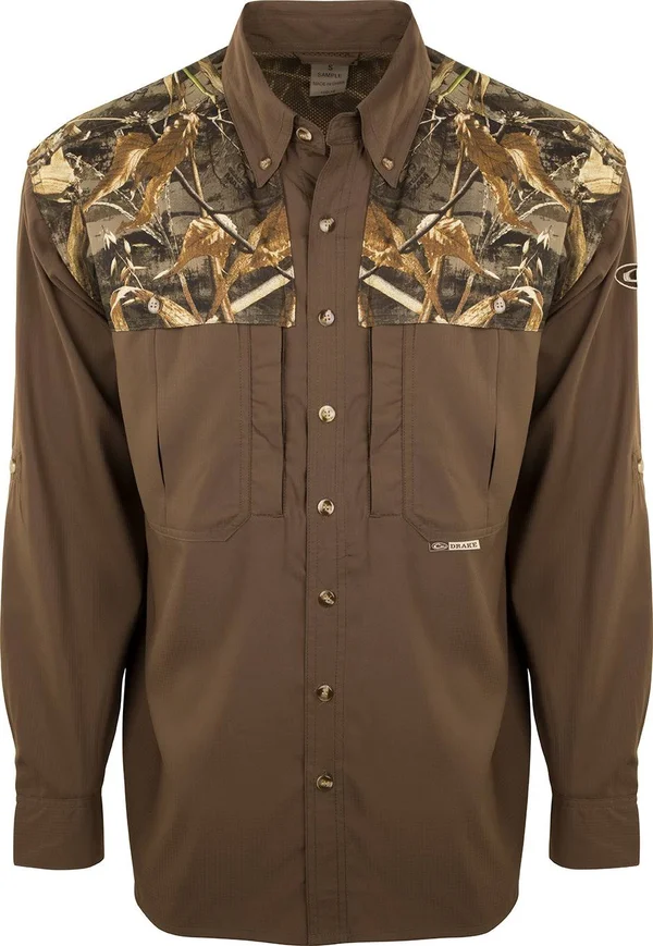 Drake Waterfowl Est Wingshooter&s Flyweight Two-Tone Realtree Max-5 Camo Shirt