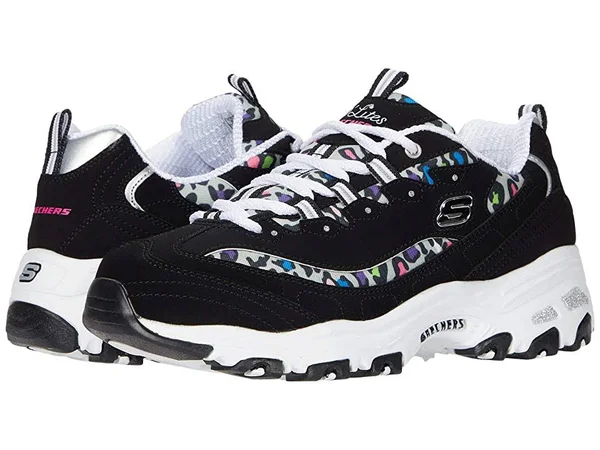 Skechers D&Lites - Safari Landscape Sneakers - Black/Multi, 7.5
