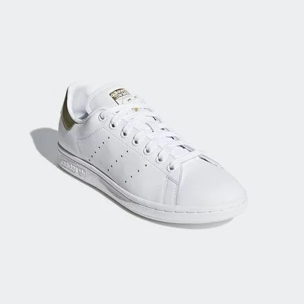 Adidas Classic Stan Smith Tennis Sneakers - White/Gold, Women's, 9.5b