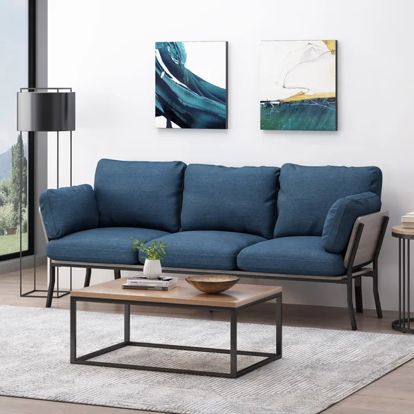 Christopher Knight Home Abigail Mid-Century Modern 3 Seater Wood Frame Sofa - Charcoal, Gray, Black