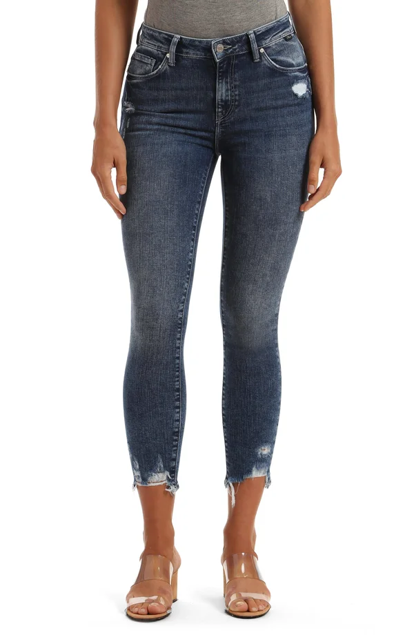 Mavi Jeans Tess High Waist Raw Hem Ankle Skinny Jeans - Blue - 24 27