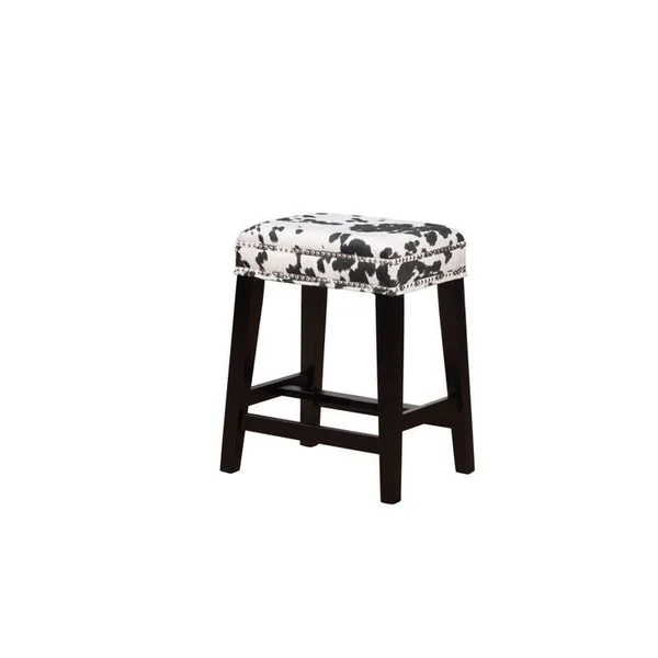 Riverbay Furniture 25x22 Cow Print Counter Stool in Black - RF-1814115