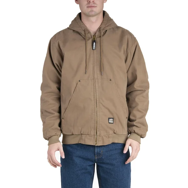 Berne Men's Olive Duck Highland Washed Cotton Duck Hooded Jacket