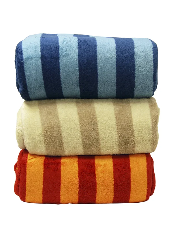 LCM Home Fashions Luxury Striped Microplush Blanket