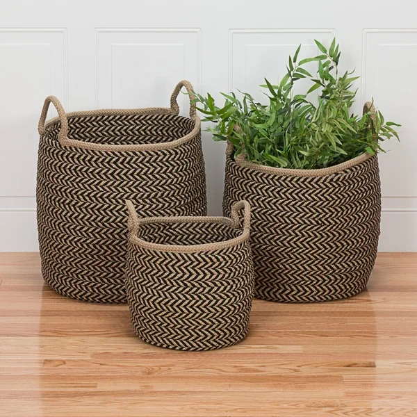 Colonial Mills Prev Basket - Taupe & Blue 15x22x15x22x15x22