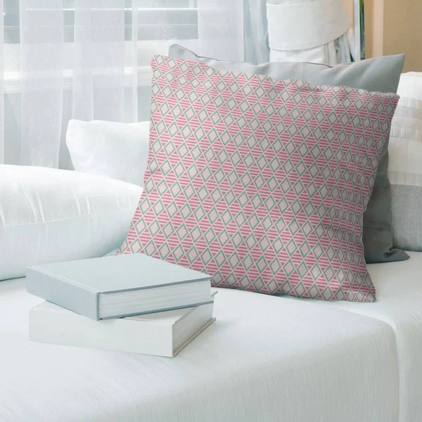 Porch & den Haide Geometric Diamonds Throw Pillow - 26 x 26 - Pink & Teal - Polyester