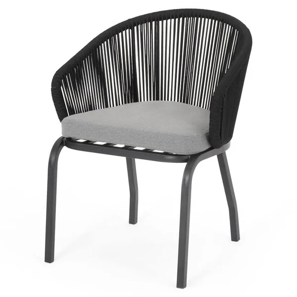 Noble House Kriday Outdoor Modern Club Chair - Set of 2, Black and Gray