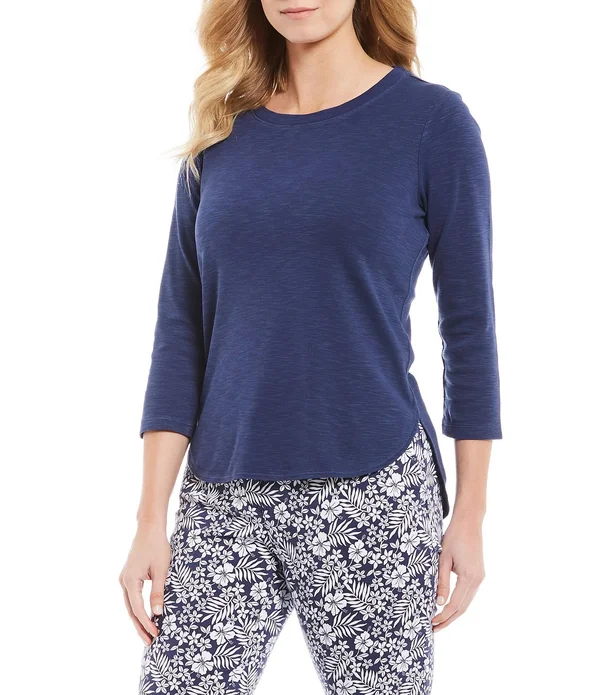 Tommy Bahama Ashby Rib 3/4 Sleeve Xs - Island Navy