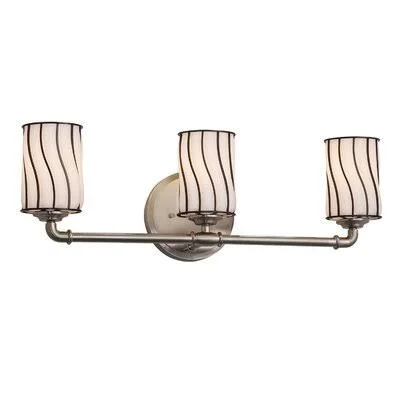 Astor 3-Light Vanity Light 17 Stories Finish: Brushed Nickel, Shade Color: Swirl with Clear Bubbles, Bulb Type: Dedicated LED