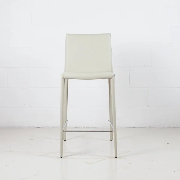 Prima Modern Leather & Metal Counter Stool - Contract Grade - Stone