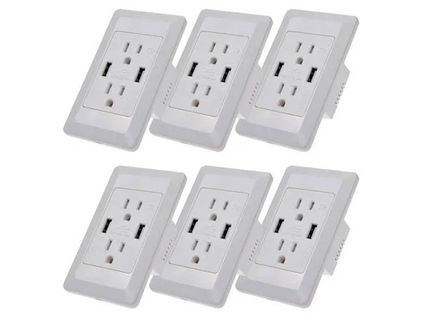 Greencycle 4.2A Smart Fast/Quick Charger USB Wall Outlet, 15A Tamper Resistant AC Duplex Receptacle, Dual USB Power Ports with 1