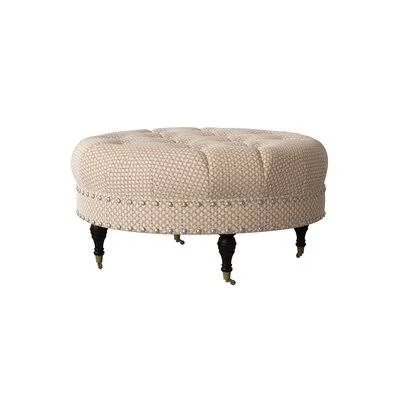 Wyatt Cocktail Ottoman Wayfair Custom Upholstery Body Fabric: Sunbrella Meridian Wren, Nailhead Detail: Pewter