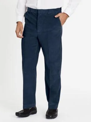 John Blair Men's Adjust-A-Band Relaxed-Fit Corduroy Pants - Navy Blue 48 L
