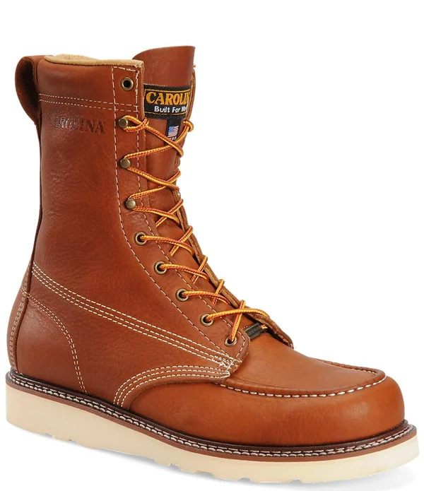 Men's Carolina 8x22 Domestic Moc Toe Wedge Work Boots - Tobacco - 12-D