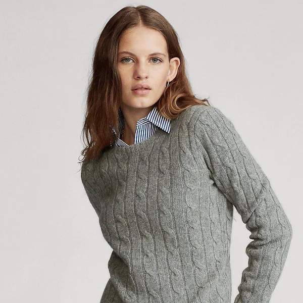 Ralph Lauren Women's Cable-Knit Cashmere Sweater - Size Xs in Battalion Grey Heather