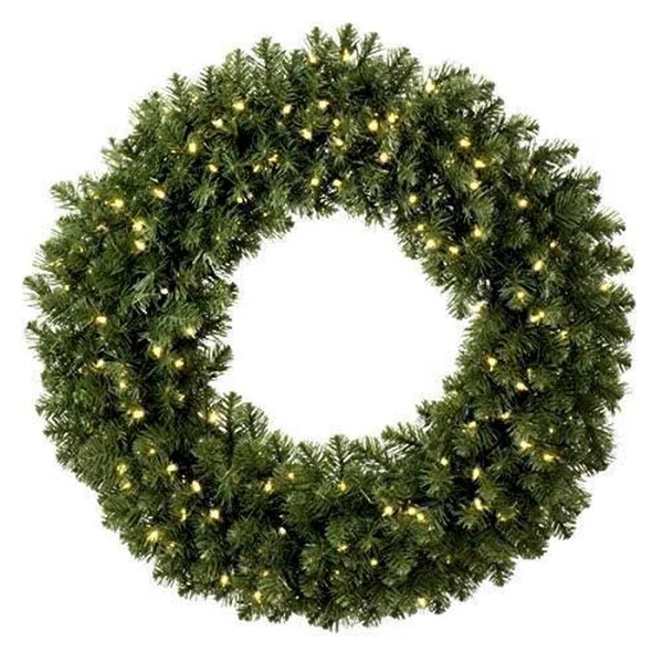 Red Sleigh 48x22 Prelit LED Sequoia Fir Commercial-Grade Traditional Christmas Wreath - Warm White LED Lights