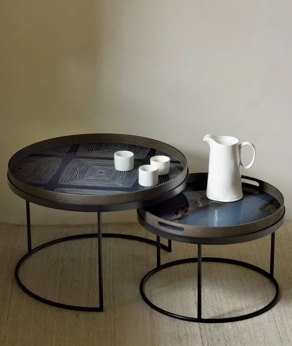 Ethnicraft Round Tray Coffee Table Set - Small/Large
