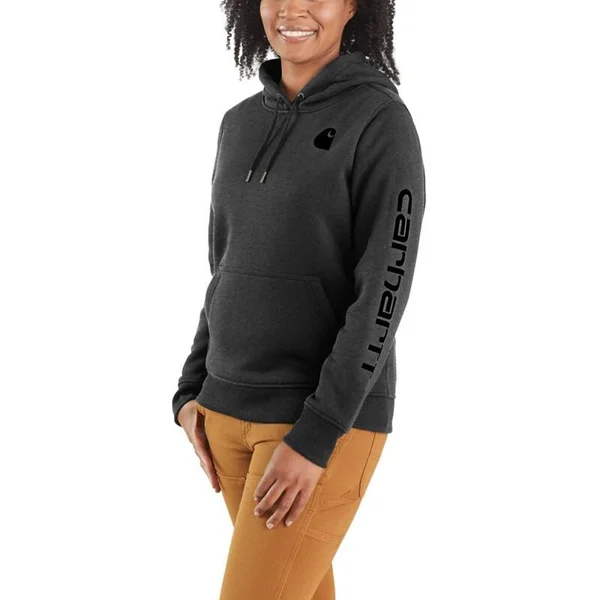 Carhartt Women's Clarksburg Graphic Sleeve Hoodie - Large, Folkstone Gray Space Dye