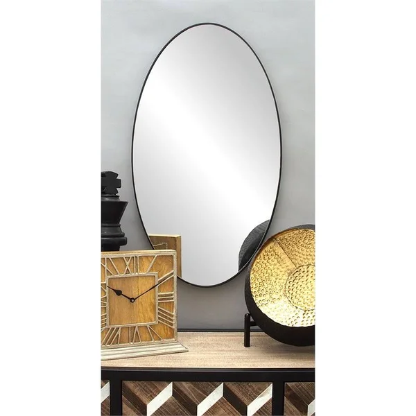 Leeds & Co 31.38x22H x 1.13x22W Contemporary Wood Wall Mirror in Black