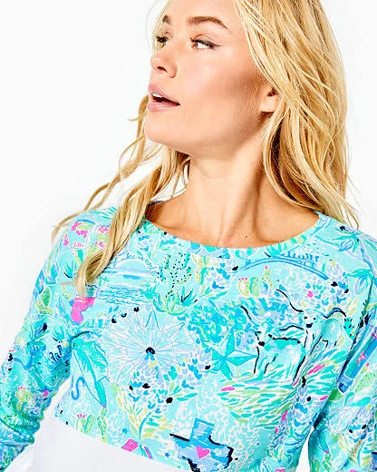 Lilly Pulitzer Womens Finn Top (Bayside Blue Lilly Loves Texas) (Size XXL)