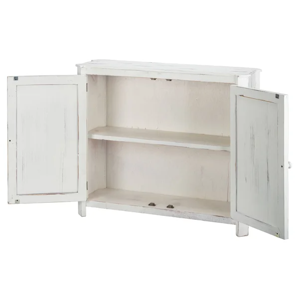 Luxury Living Loft 2-Door Credenza in White Distressed - ShopLadder