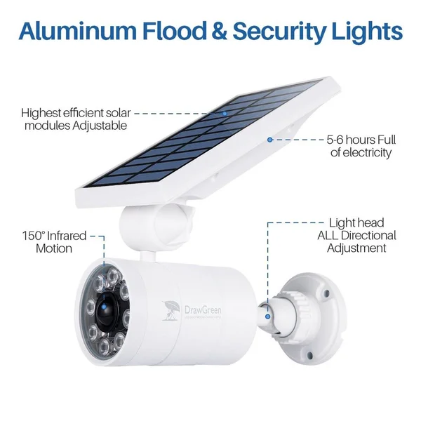 Solar Motion Sensor Light Outdoor Aluminum, 1400-Lumens 9-Watt110W Equivalent LED